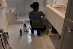 Bathroom cleaned and prepared before the next reservation.